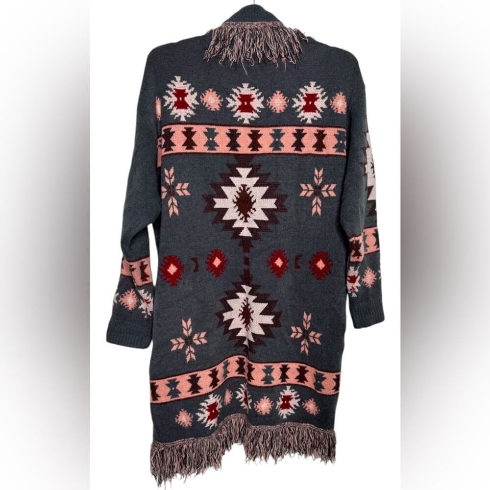 Spool 72 Velvet Moon Blanket Sweater Aztec Print Cardigan Duster M/L - Picture 5 of 9